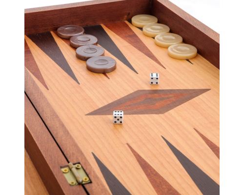 Handmade Wooden Backgammon Game Set / The Coffeehouse Picture Inset - Small 4