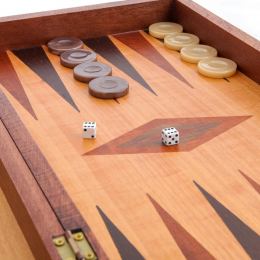 Handmade Wooden Backgammon Game Set / The Players Picture Inset - Small 4