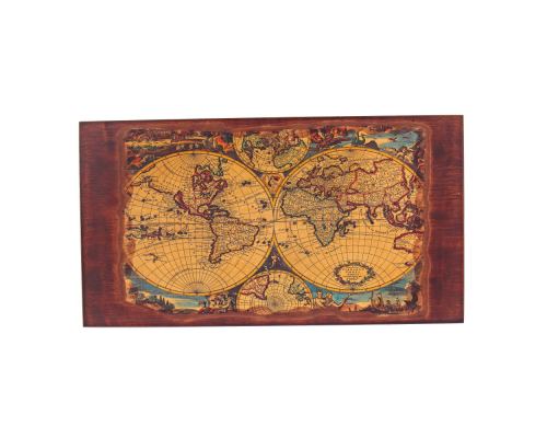 Backgammon Game Set - Wooden Handmade - "World Atlas" - Small