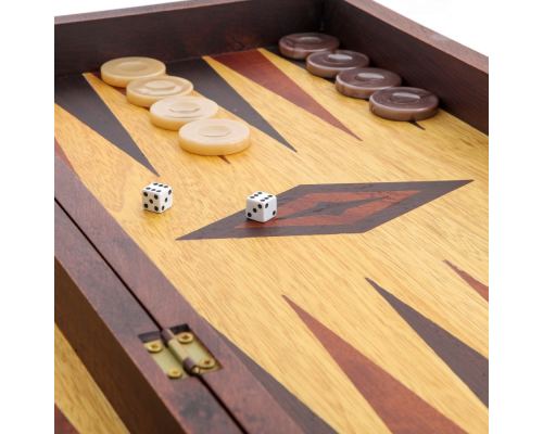 Handmade Wooden Backgammon Game Set / The World Atlas Picture Inset - Small 4