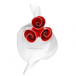 Red Rose Flower Bouquet - Ceramic Glossy - Unique Handmade Love Gift