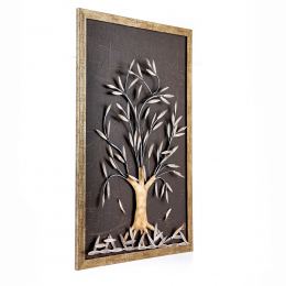 Olive Tree, 3D Handmade Wood & Metal Wall Art Framed Decor, 25" (64cm)