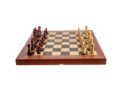 Handmade Mahogany Wood Backgammon Chess & Checkers Wooden Board Game Set - Large 1