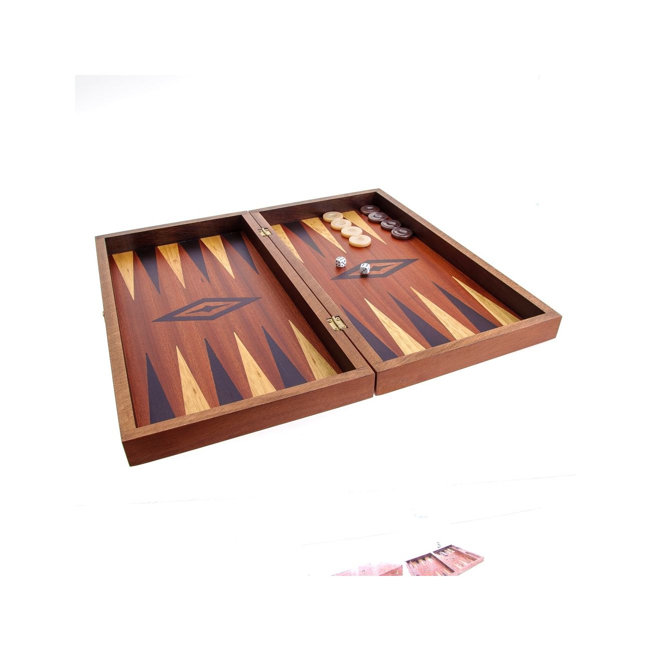 Backgammon, Chess & Checkers Game Set - Handmade Mahogany - Large