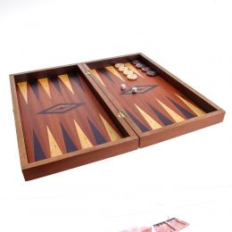 Handmade Mahogany Wood Backgammon Chess & Checkers Wooden Board Game Set - Large 2