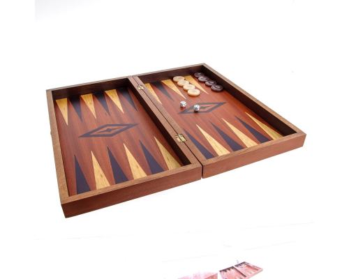 Handmade Mahogany Wood Backgammon Chess & Checkers Wooden Board Game Set - Large 2