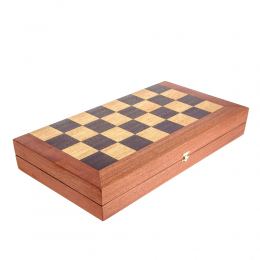 Handmade Mahogany Wood Backgammon Chess & Checkers Wooden Board Game Set - Large 6