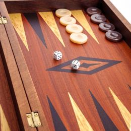 Handmade Mahogany Wood Backgammon & Chess & Checkers Wooden Board Game Set - Small 4