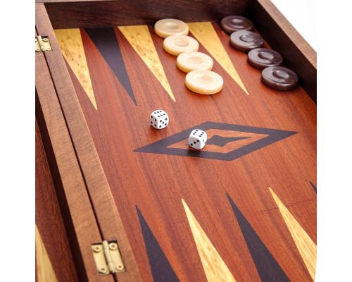 Handmade Mahogany Wood Backgammon & Chess & Checkers Wooden Board Game Set - Small 4