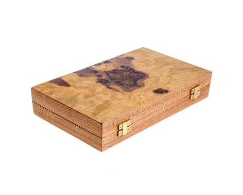 Olive Wood Backgammon Handmade Game Set - Small Size, with Slots