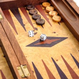 Handmade Olive Wood Backgammon Board Wooden Game Set - Slots Storage Small 4