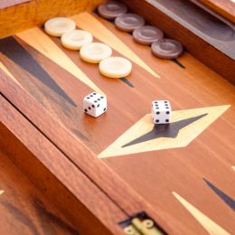 Handmade Walnut Wood Backgammon Board Classic Deluxe Wooden Game Set - Slots Storage Medium 4