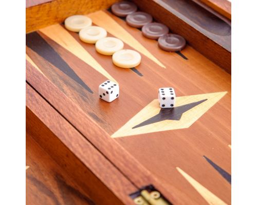 Handmade Walnut Wood Backgammon Board Classic Deluxe Wooden Game Set - Slots Storage Medium 4