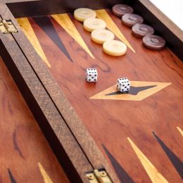 Handmade Wooden Backgammon Board Game Set - Clipper Sailing Ship Picture Exterior - Large 5