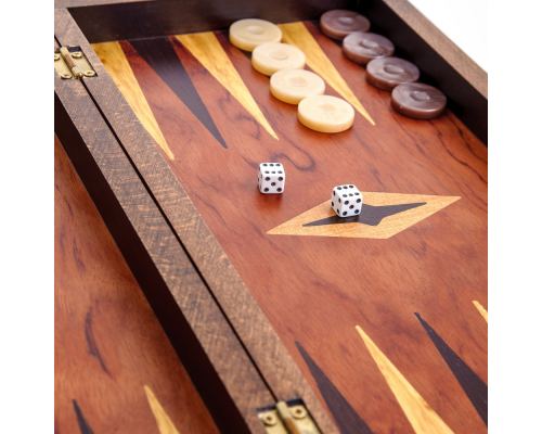 Handmade Wooden Backgammon Board Game Set - Clipper Sailing Ship Picture Exterior - Large 5