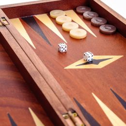 Handmade Wooden Backgammon Board Game Set - Komboloi (Worry Beads) Picture Exterior - Large 4