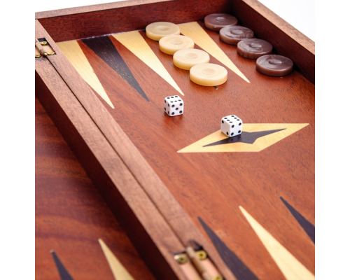 Handmade Wooden Backgammon Board Game Set - Komboloi (Worry Beads) Picture Exterior - Large 4