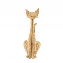 Cat Figure - Large Handmade Metal Wall Art Decor Sculpture - Gold, 20.8" (53cm)