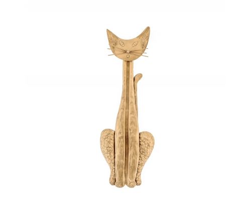 Cat Figure - Large Handmade Metal Wall Art Decor Sculpture - Gold, 20.8" (53cm)