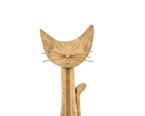 Cat Figure - Large Handmade Metal Wall Art Decor Sculpture - Gold