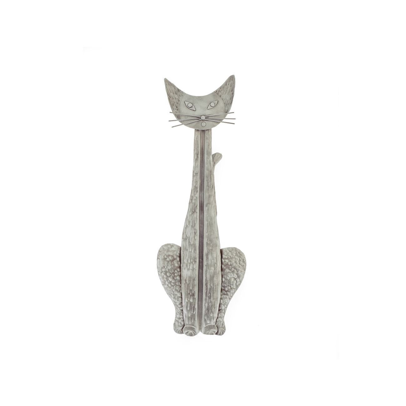 Cat Figure Large Handmade Metal Wall Art Decor Sculpture Silver 20.8