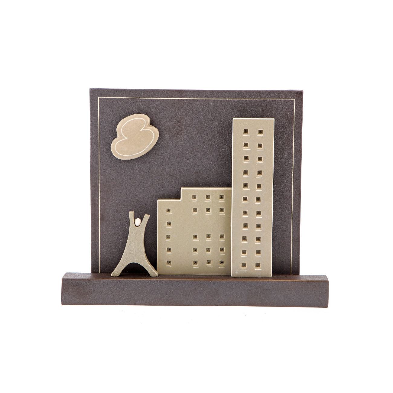 Modern Ceramic Tile Wall Art Decor Sculpture Handmade City Modern Ceramic Tile Wall Art Decor Sculpture Handmade City Beige Small