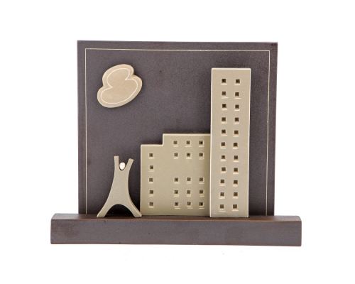 Modern Ceramic Tile 3D - Wall Art Decor Sculpture - Handmade "City", Beige - Small