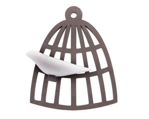 Modern 3D Handmade Ceramic Wall Decor Sculpture - Bird Out Of The Cage - White Small