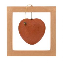 Modern Love Heart - Handmade Ceramic & Wood Framed Art Decor - Red - Large 8x8'' (20x20cm)