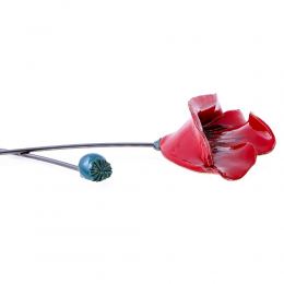 Poppy Flower - Modern Ceramic & Metal Wall Art Decor Sculpture - Unframed 37" (95cm)