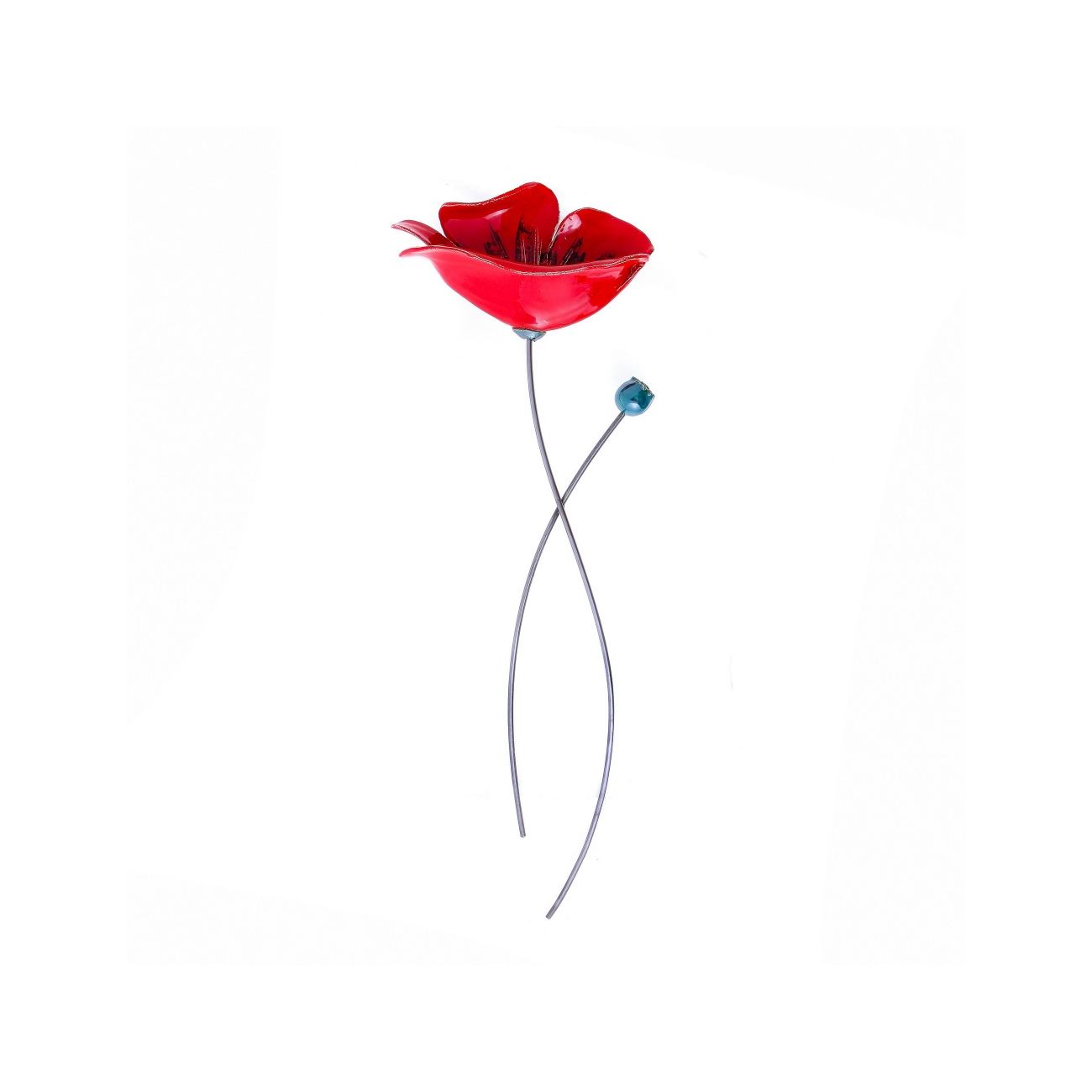 Poppy Flower Modern Ceramic Metal Wall Art Decor Sculpture