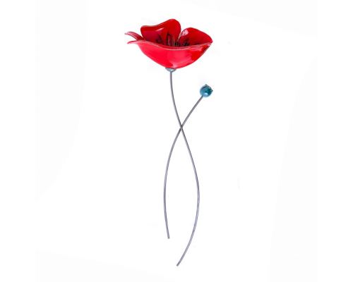 Poppy Flower - Modern Ceramic & Metal Wall Art Decor Sculpture - Unframed 37" (95cm)