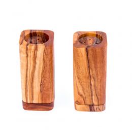 Olive Wood Kitchen Accessories Handmade, Wooden Salt & Pepper Shakers Set 2