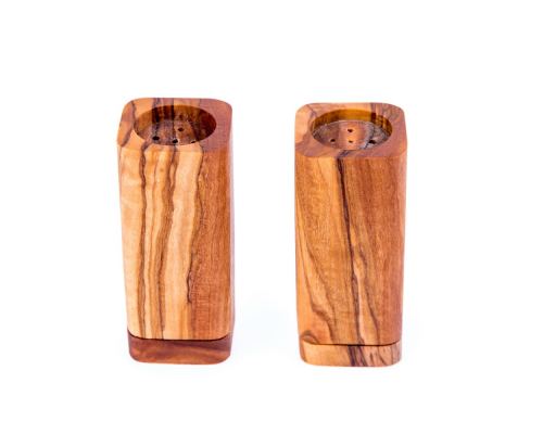 Olive Wood Kitchen Accessories Handmade, Wooden Salt & Pepper Shakers Set 2