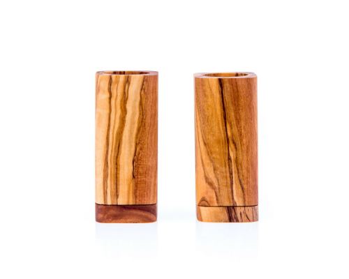 Olive Wood Kitchen Accessories Handmade, Wooden Salt & Pepper Shakers Set 3