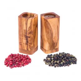 Olive Wood Kitchen Accessories Handmade, Wooden Salt & Pepper Shakers Set 4