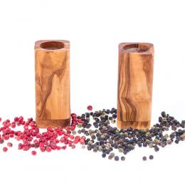 Olive Wood Kitchen Accessories Handmade, Wooden Salt & Pepper Shakers Set 5