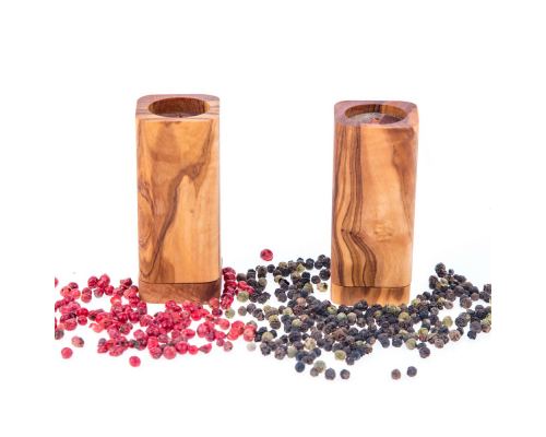 Olive Wood Kitchen Accessories Handmade, Wooden Salt & Pepper Shakers Set 5