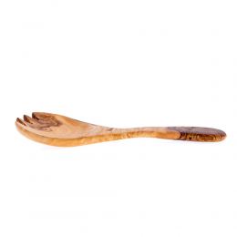 Olive Wood Kitchen Serving Utensils Handmade, Wooden Salad or Fruit Spoon & Fork Set 10' (26cm) 06