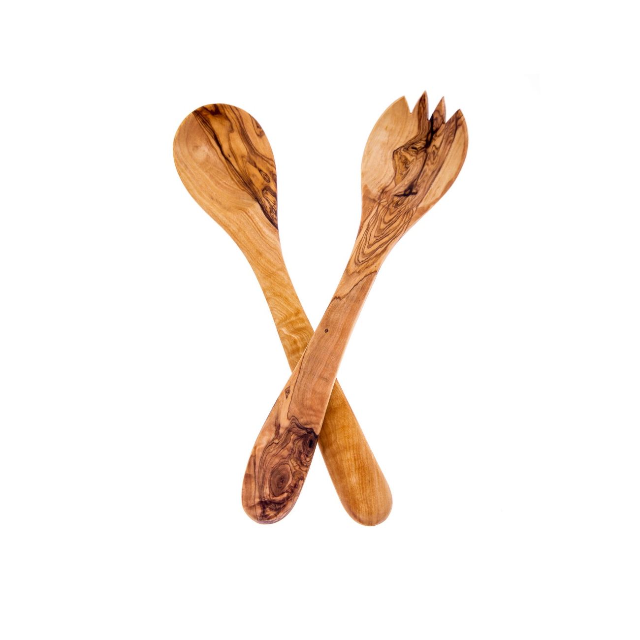 Olive Wood Kitchen Utensils Set Of 2 Handmade Cooking Or Serving Wooden Fork Spoon Set Small 11 28cm