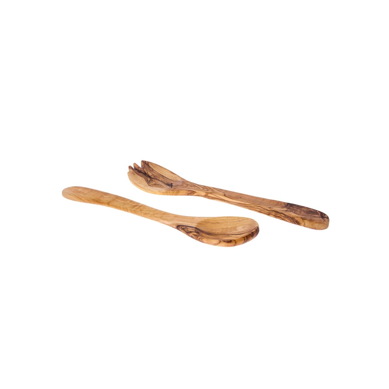 Olive Wood Kitchen Utensils Set of 2 Handmade Cooking or Serving
