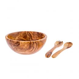 Σετ Κουτάλα & Πιρούνα από Ξύλο Ελιάς, Ίσιες 28cm