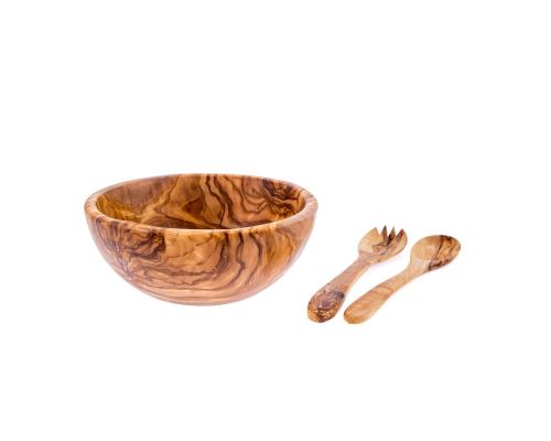 Olive Wood Kitchen Serving Utensils Handmade, Wooden Salad or Fruit Spoon & Fork Set 11' (28cm) 8