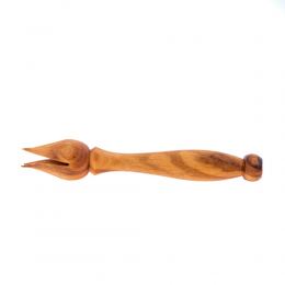 Olive Wood Serving Dish for Olives With Olive Fork - Handmade Sectioned - 6.7" (17cm)