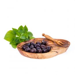 Olive Wood Serving Dish for Olives With Olive Fork - Handmade Sectioned - 6.7" (17cm)