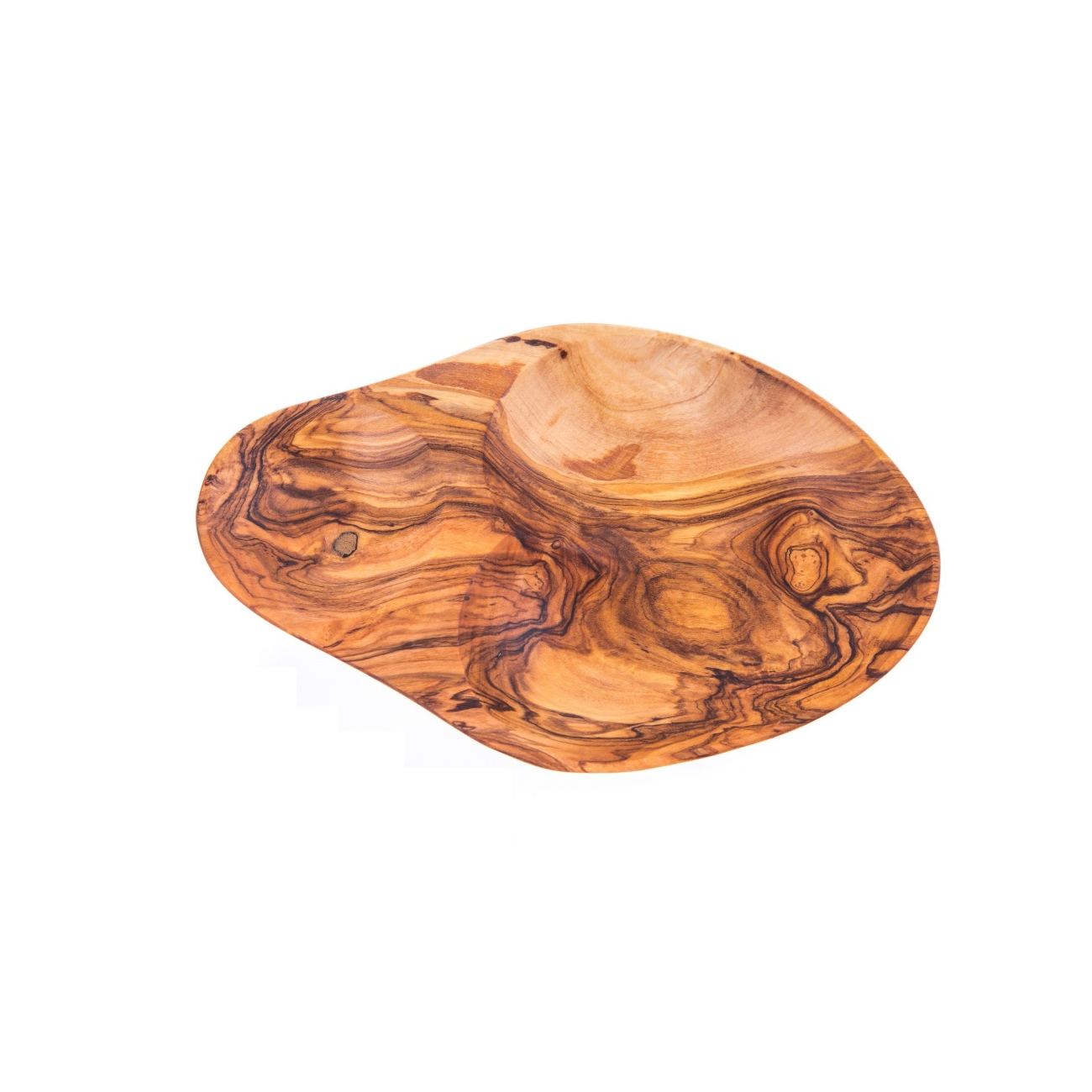 Olive Wood Serving Dish for Olives With Olive Fork Handmade Sectioned