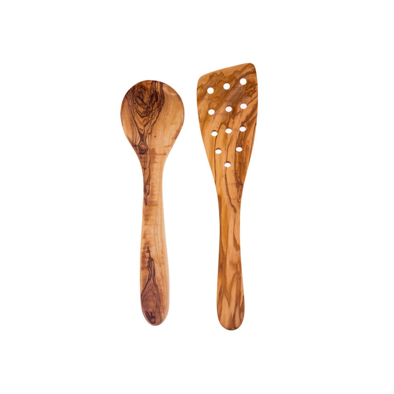 Olive Wood Kitchen Utensils Set Of 2 Handmade Cooking Or Serving Set Of 2 Olive Wood Cooking Utensils Handmade Wooden Kitchen Spoon Spatula 12 6