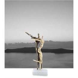 "Dancing Couple" Modern Metal Sculpture - Handmade Bronze Metal on Marble Base