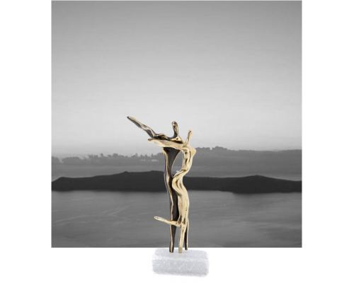 "Dancing Couple" Modern Metal Sculpture - Handmade Bronze Metal on Marble Base