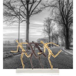 "Runners" Metal Sculpture - Handmade Bronze on Marble Base - 9'' (23cm)